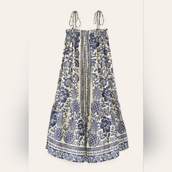 NWOT Anthropologie Farm Rio Blue Pineapple Garden Maxi Dress - Medium - Picture 2 of 5